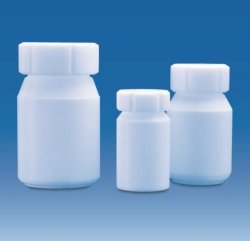 Wide-mouth bottles with screw thread, PTFE