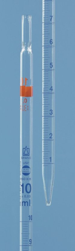 Graduated pipettes, Class AS, USP, AR-glass®, blue graduation, type 2