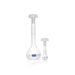 Volumetric flask DURAN®, class A, blue graduated, incl. individual certificate