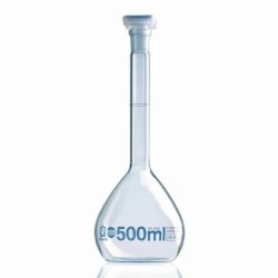 Volumetric flasks, borosilicate glass 3.3, class A, blue graduations