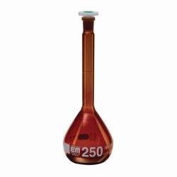 Volumetric flasks, DURAN® amber glass, class A, USP, with PE stopper