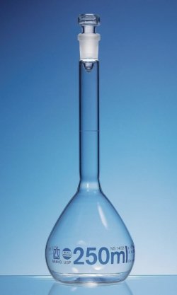 Volumetric flasks USP, borosilicate glass 3.3, class A, blue graduations