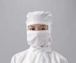 Hoods ASPURE, for cleanroom overalls, Polyester, with integrated mask