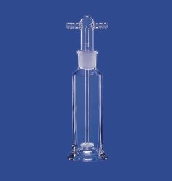 Gas washing bottles acc. to Drechsel with filter disc