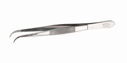 Forceps, curved end, 18/10 steel