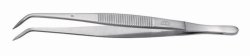 Forceps, curved end, stainless steel