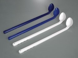 Disposable spoons, curved, long handle, PS