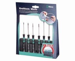 Electronics screwdriver set with rack