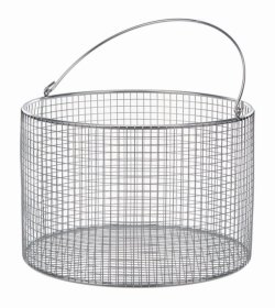 Wire baskets with handle, round, stainless steel