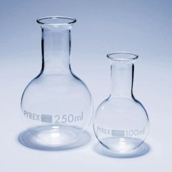 Boiling flasks, flat bottom, narrow neck, Pyrex®