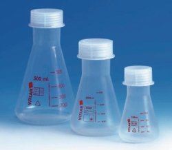 Erlenmeyer flasks, PMP with Screw cap PP, wide mouth