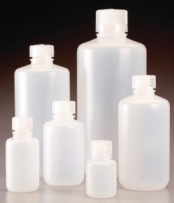 Narrow-mouth bottles Nalgene™ Economy, HDPE, with screw cap, PP