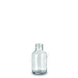 Narrow-mouth bottles, soda-lime glass, clear, PP 28