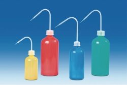 Coloured wash-bottles, narrow-neck, LDPE