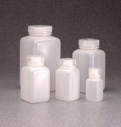 Square bottles, wide-mouth Nalgene™, HDPE