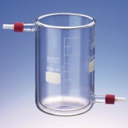 Beakers, glass, jacketed wiht PTFE-Olive, type T-GL