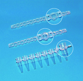 Strips of 8-/12- PCR tubes plus detached cap strips, PP