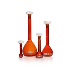 Volumetric flask DURAN®, amber glass, class A, white graduated