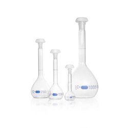 Volumetric flask DURAN®, class A, blue graduated