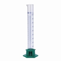 Measuring Cylinder with Plastic Socket, DURAN®, class B, Blue Graduation