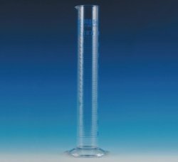 Measuring cylinders, borosilicate glass 3.3, tall form, class A, blue graduated