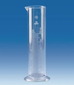 Measuring cylinders, SAN, low form, class B, moulded graduations