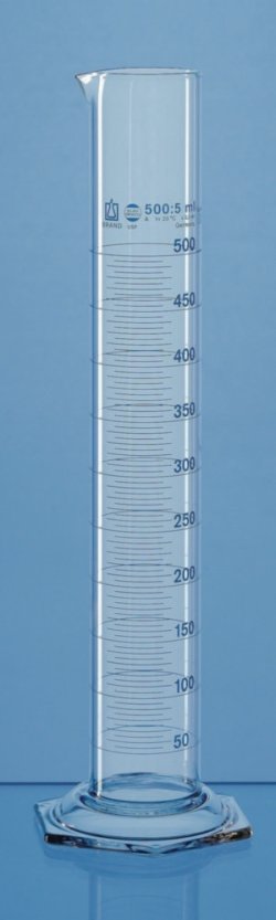 Measuring cylinders USP, borosilicate glass 3.3, tall form, class A, blue graduated